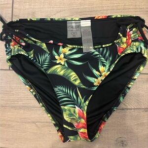 Alia Black Tropical Floral Tie-Side Bikini Bottom